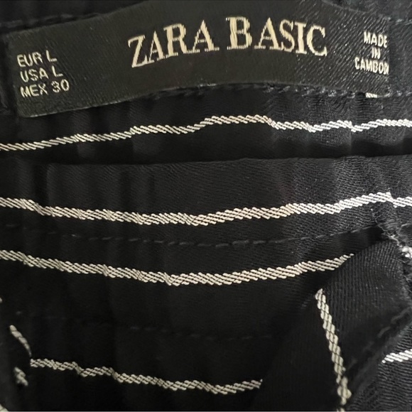 Zara Basic blk/wht striped wide leg ants. Slit to knee, flowy. Business casual. - Picture 3 of 3